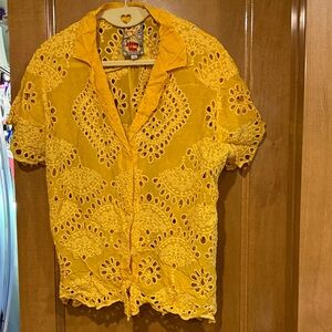 Johnny Was Yellow Lace Top